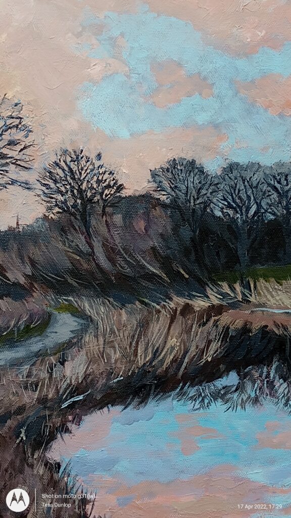 Landscapes by Tess Dunlop - painting from the Union Canal entitled Hand in Hand (detail)
