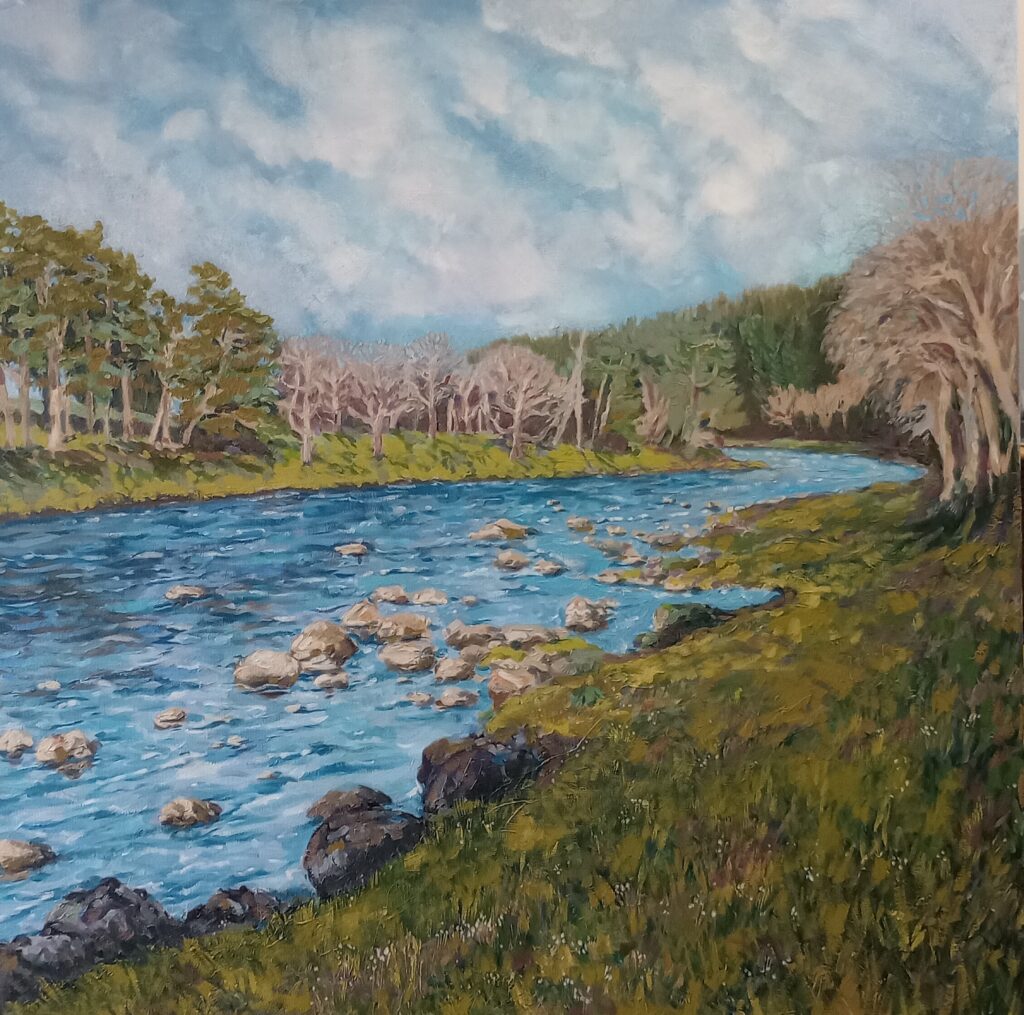 Scottish landscapes - painting of the River Dee in Banchory
